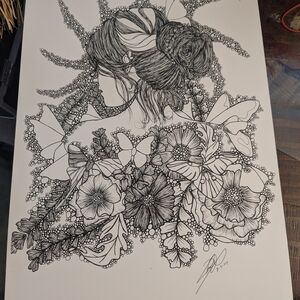 Intricate Black and White Floral Art Print